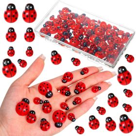 100pcs Flatback Resin Daisy Ladybug Decor Daisy Flower Tiny Ladybug Epoxy Pendants Mini Daisy Ornaments with Box for DIY Craft Cloth Pen Box Home