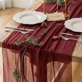 Burgundy Christmas Table Runner Decor Red Cheesecloth Gauze 120 Inch 10 FT Rustic Boho Cheese Cloth Runner for Wedding Baby Bridal Shower Party L