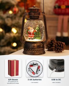 Christmas Decorations Indoor-Musical Snow Globe Christmas with 6H Timer,Santa Christmas Tree Lighted Scene Snow Globes Lantern USB or Battery Pow