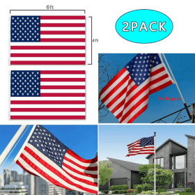 2pcs 4X6FT 120*180cm American Flag USA Flag Printed Nylon Flag National Flag w/Brass Grommets Courtyard Decoration Festival Decoration Flag