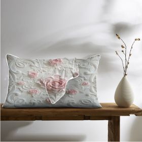 2pcs Rose Palace Style Bedroom Satin Print Soft And Skin Friendly Pillowcase (Option: 102x50cm-Pink)