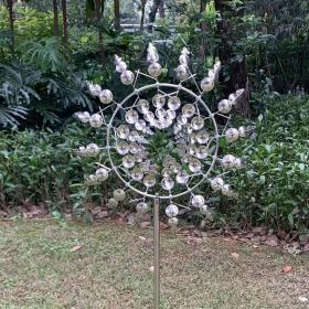 30cm/11.81in Courtyard Garden Lawn Outdoor Decoration, Unique Wind Collector Magic Kinetic Energy Metal Windmill Spinner Solar Wind Catcher (Model: CX101)