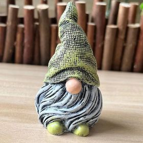 1pc Garden Gnome Resin Statue; Faceless Doll Figures Miniature Home Decoration For Lawn Ornaments Indoor Or Outdoor Patio Deck Yard Garden Lawn P (Color: green)