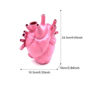 Vase In The Shape Of Human Heart; Home Decoration; Desktop Art Craft Ornament; Exquisite And High-end Indoor Vase; Organ Design Flower Container (Color: pink, size: 16.5*10*25)