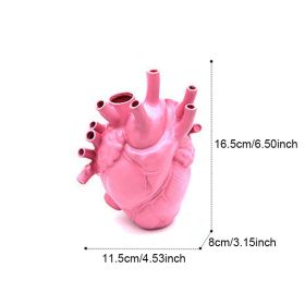 Vase In The Shape Of Human Heart; Home Decoration; Desktop Art Craft Ornament; Exquisite And High-end Indoor Vase; Organ Design Flower Container (Color: pink, size: 11.5*8*16.5)