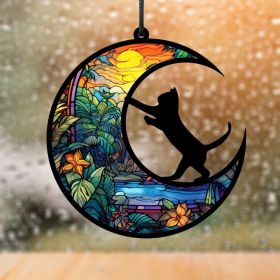1pc color commemorative cat and dog UV printed acrylic hanging decoration for home window decoration pendant (Color: TYU411)