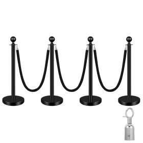 Crowd Control Barriers and Red Carpet Poles for Event & Party Supplies - Multiple Colors and Sizes Available (Color: Black)
