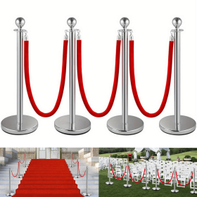 Crowd Control Barriers and Red Carpet Poles for Event & Party Supplies - Multiple Colors and Sizes Available (Color: silvery)