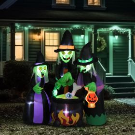 Halloween Outdoor Decorations, Blow Up Yard Decorations, Built-in LED Lights Décor for Indoor Home Party Garden Lawn Store, 5.9FT Pumpkin Ghost (Style: 3 Witches)