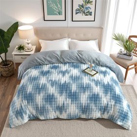 1PC Premium Thickened Plush Blue Camo Comforter Set, Reversible Bohemian Style Gradient Color Quilt With Ultra Soft Faux Rabbit Hair, Luxury Warm (Option: Twin)